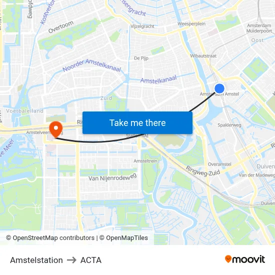 Amstelstation to ACTA map