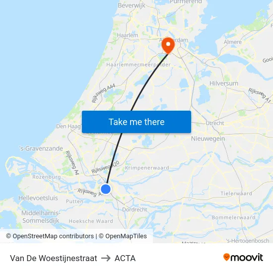 Van De Woestijnestraat to ACTA map