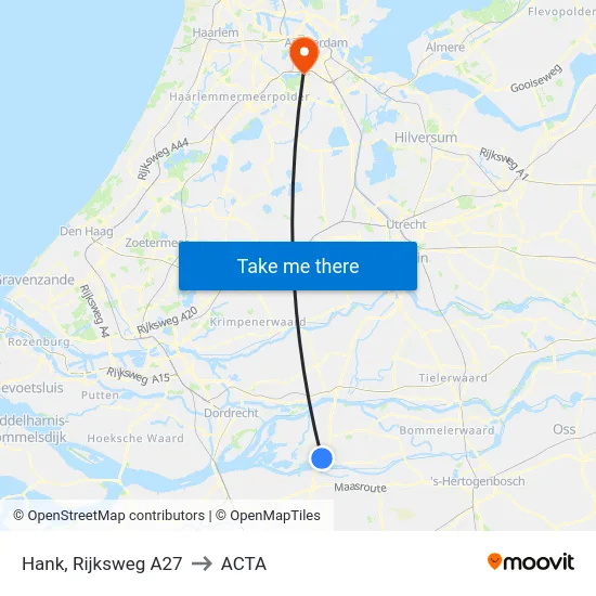 Hank, Rijksweg A27 to ACTA map