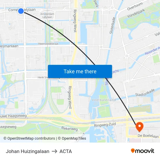 Johan Huizingalaan to ACTA map