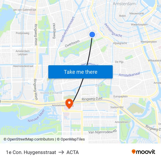 1e Con. Huygensstraat to ACTA map