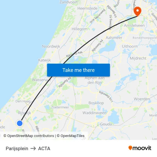 Parijsplein to ACTA map
