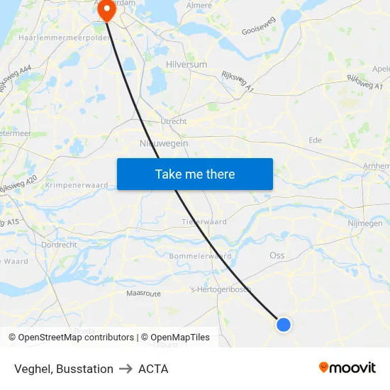 Veghel, Busstation to ACTA map