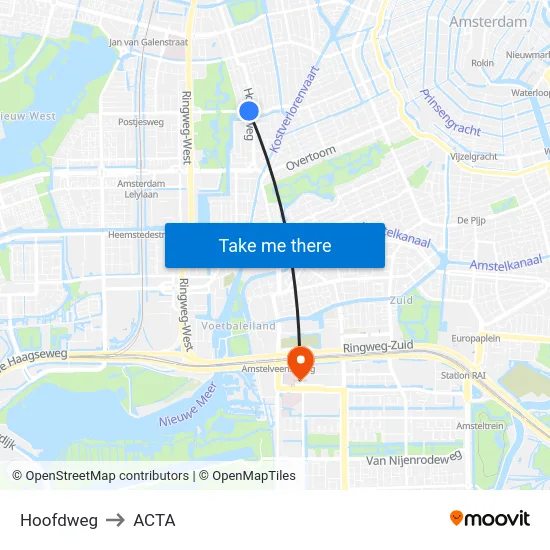 Hoofdweg to ACTA map