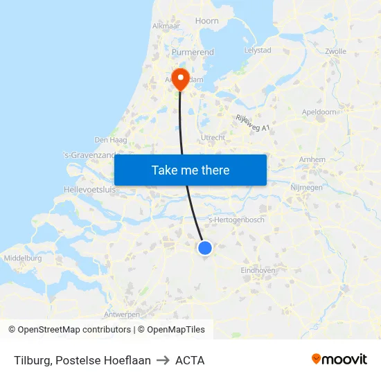 Tilburg, Postelse Hoeflaan to ACTA map