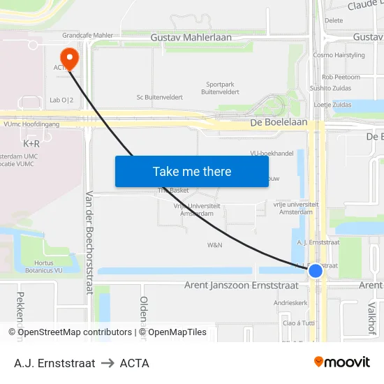 A.J. Ernststraat to ACTA map