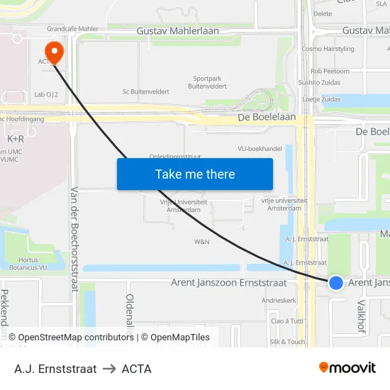 A.J. Ernststraat to ACTA map