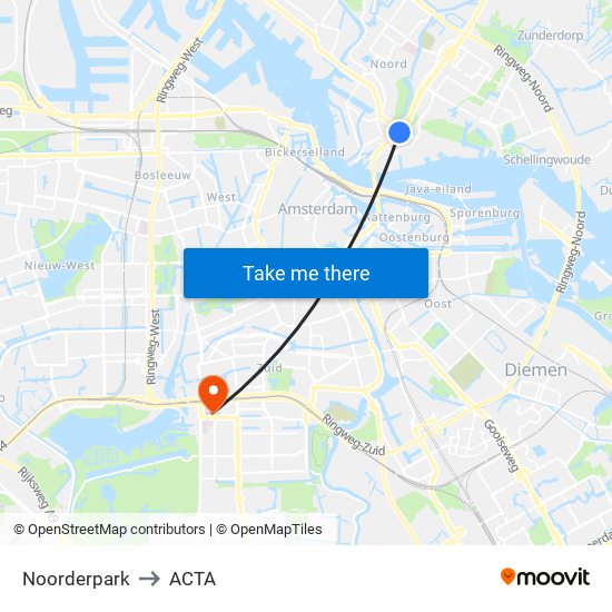 Noorderpark to ACTA map