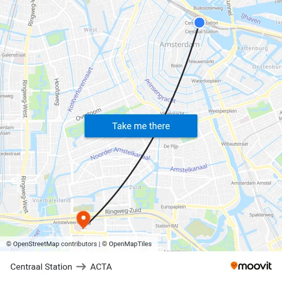 Centraal Station to ACTA map