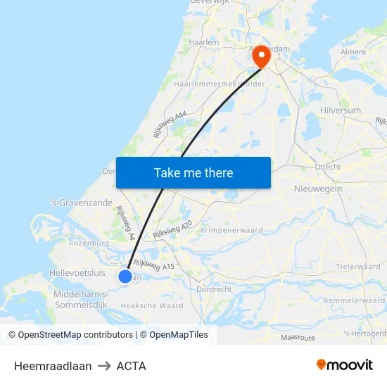 Heemraadlaan to ACTA map