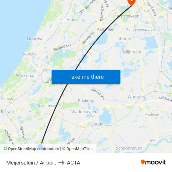 Meijersplein / Airport to ACTA map