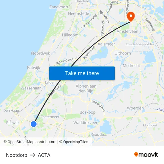 Nootdorp to ACTA map