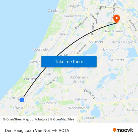 Den Haag Laan Van Noi to ACTA map