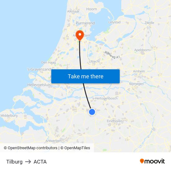 Tilburg to ACTA map