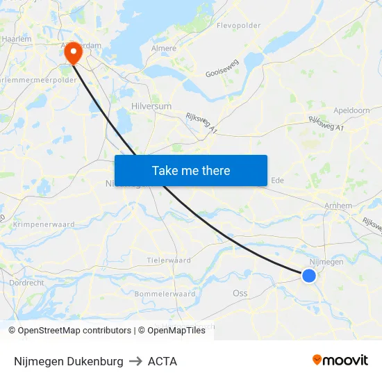 Nijmegen Dukenburg to ACTA map