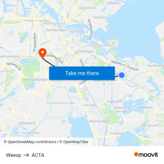Weesp to ACTA map
