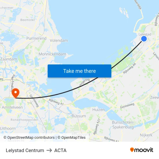 Lelystad Centrum to ACTA map
