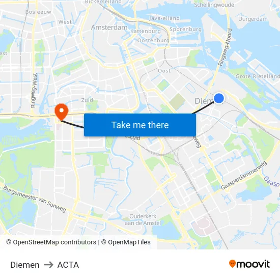 Diemen to ACTA map