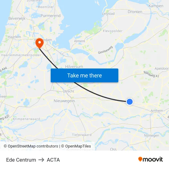 Ede Centrum to ACTA map