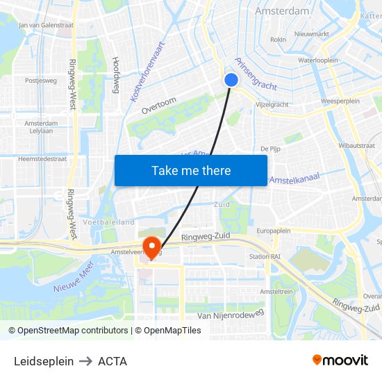 Leidseplein to ACTA map