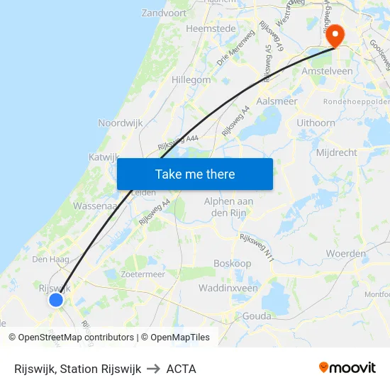 Rijswijk, Station Rijswijk to ACTA map