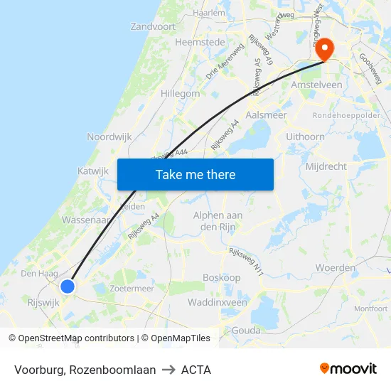 Voorburg, Rozenboomlaan to ACTA map