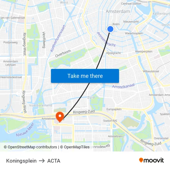 Koningsplein to ACTA map