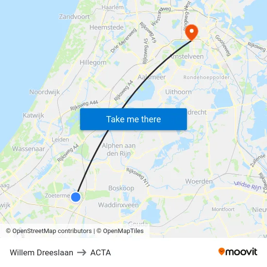 Willem Dreeslaan to ACTA map