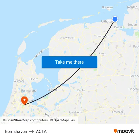 Eemshaven to ACTA map