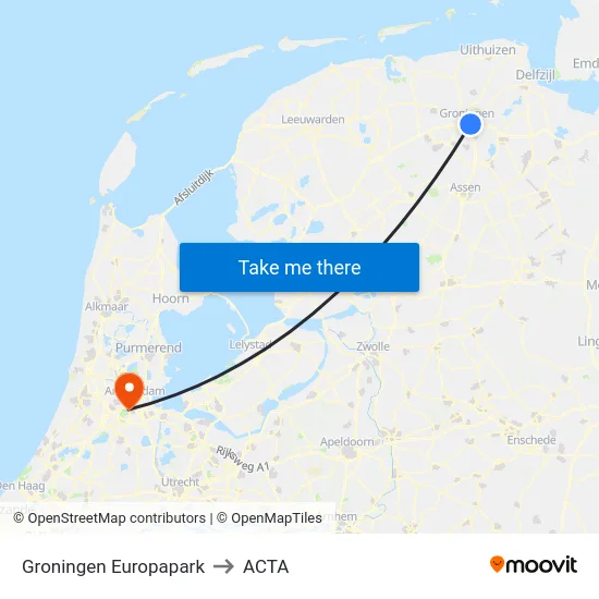 Groningen Europapark to ACTA map