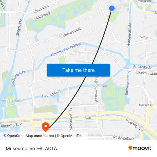 Museumplein to ACTA map