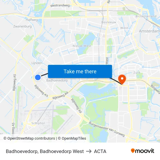 Badhoevedorp, Badhoevedorp West to ACTA map