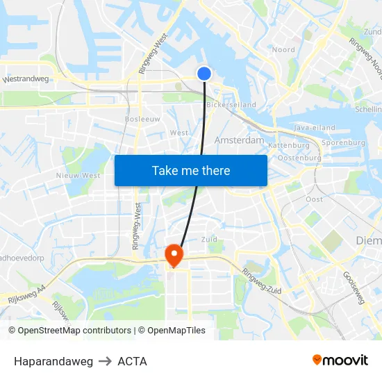 Haparandaweg to ACTA map