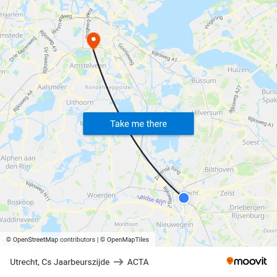 Utrecht, Cs Jaarbeurszijde to ACTA map