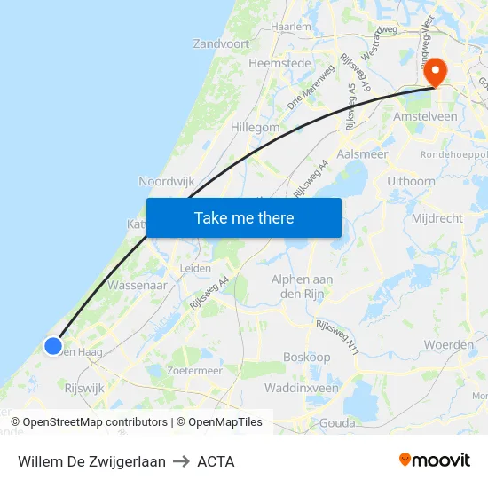 Willem De Zwijgerlaan to ACTA map