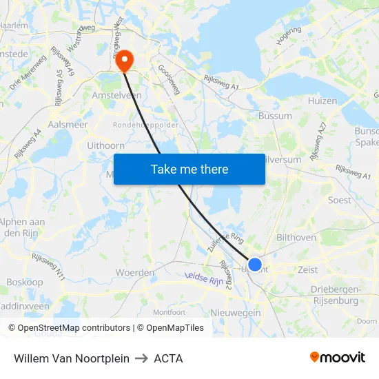 Willem Van Noortplein to ACTA map