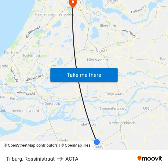 Tilburg, Rossinistraat to ACTA map