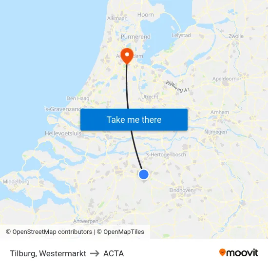 Tilburg, Westermarkt to ACTA map
