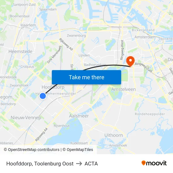 Hoofddorp, Toolenburg Oost to ACTA map