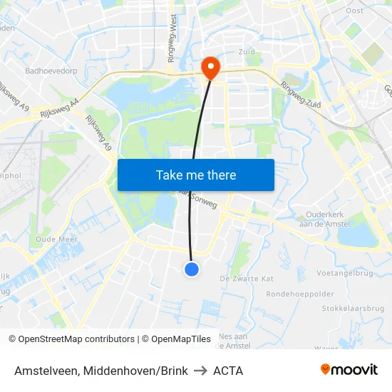 Amstelveen, Middenhoven/Brink to ACTA map