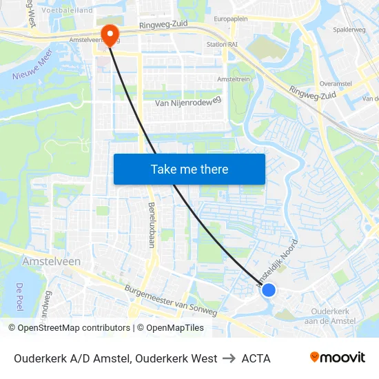 Ouderkerk A/D Amstel, Ouderkerk West to ACTA map
