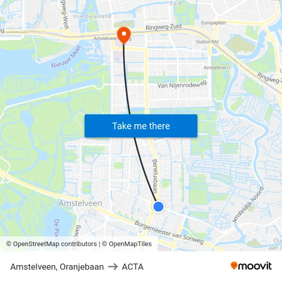 Amstelveen, Oranjebaan to ACTA map