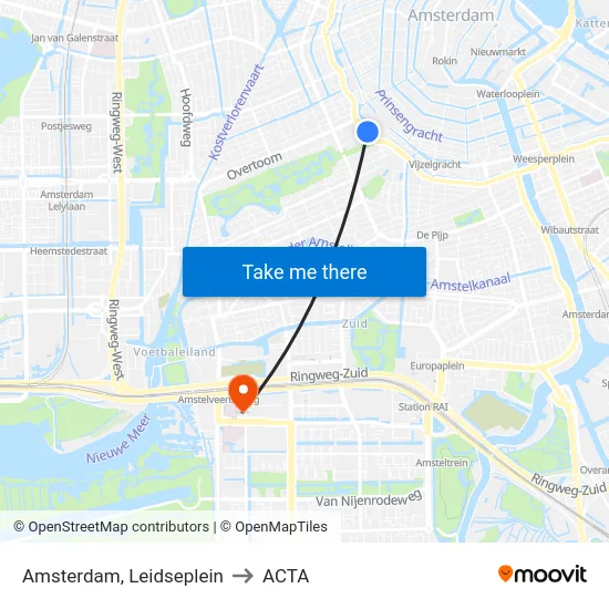 Amsterdam, Leidseplein to ACTA map