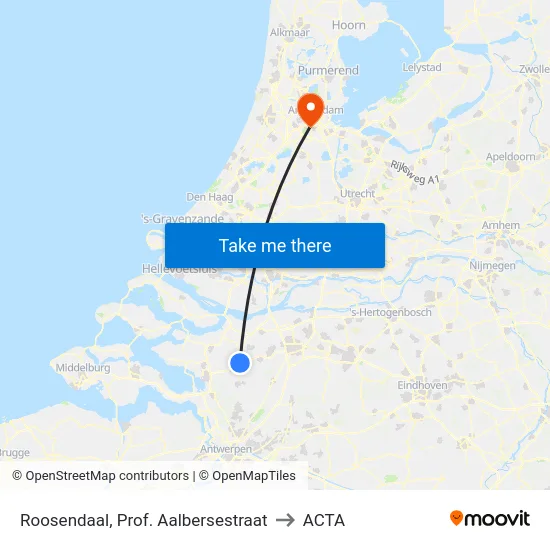Roosendaal, Prof. Aalbersestraat to ACTA map