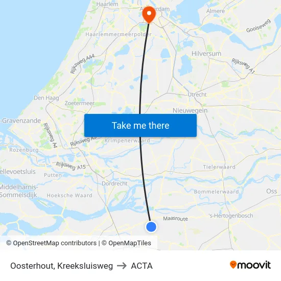 Oosterhout, Kreeksluisweg to ACTA map