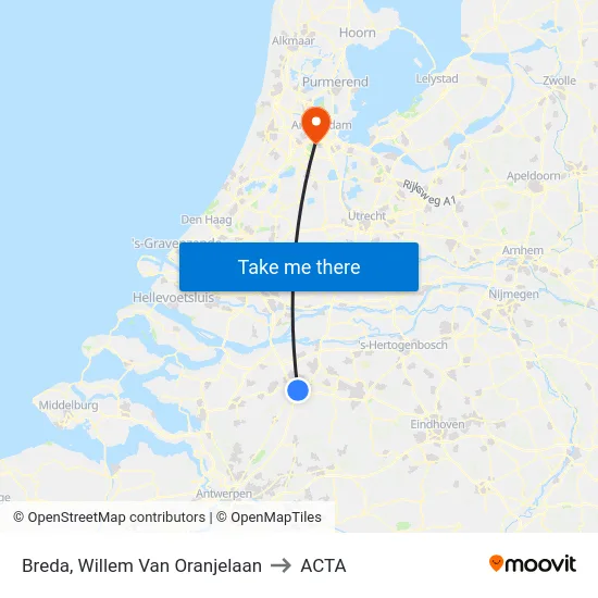 Breda, Willem Van Oranjelaan to ACTA map