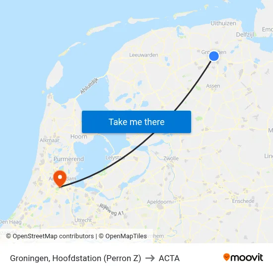 Groningen, Hoofdstation (Perron Z) to ACTA map