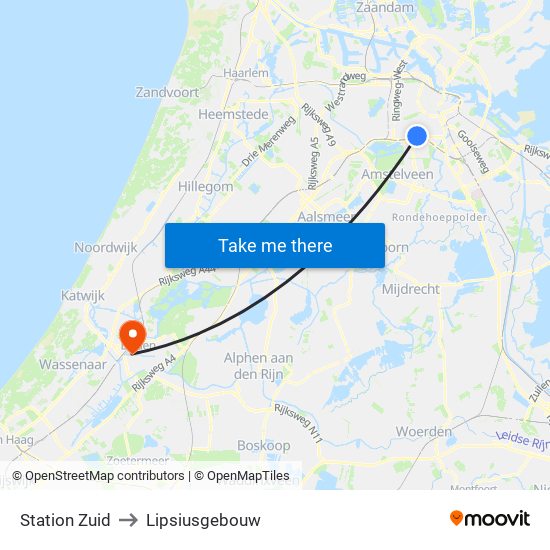 Station Zuid to Lipsiusgebouw map