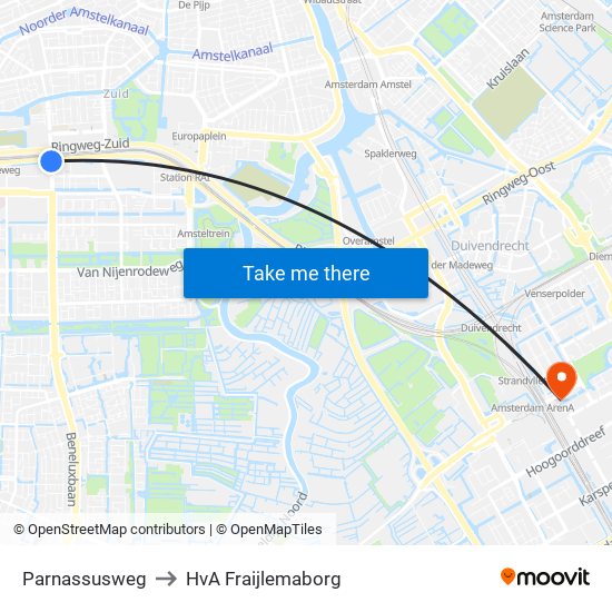 Parnassusweg to HvA Fraijlemaborg map