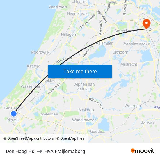 Den Haag Hs to HvA Fraijlemaborg map